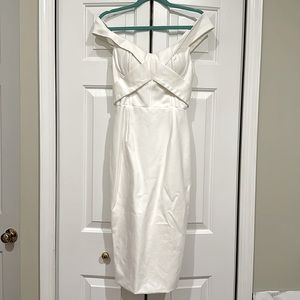White heavy well made quality dress for bridal shower wedding rehearsal dinner